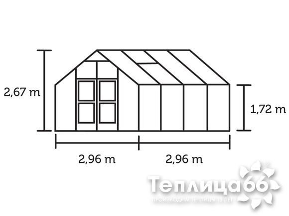 Теплица Juliana Premium Aluminium, ширина 2,96 метра
